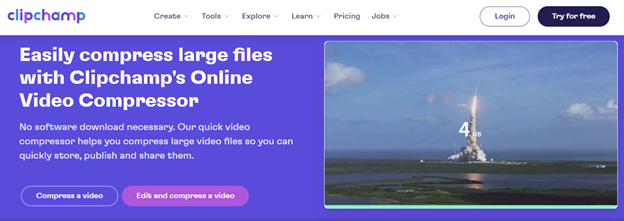 cara kompres video online di clipchamp