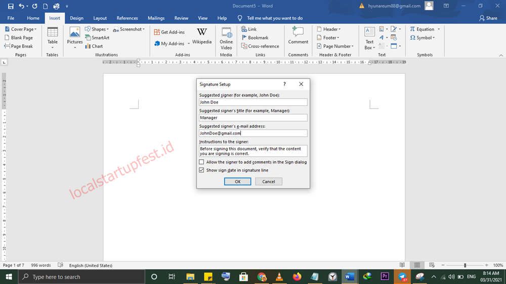 cara membuat signature line