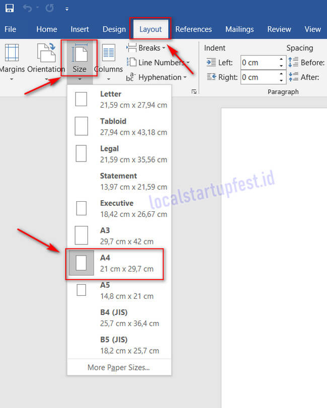 Cara Setting Ukuran Kertas A4 di Word Cara Setting Ukuran Kertas A4 di Word