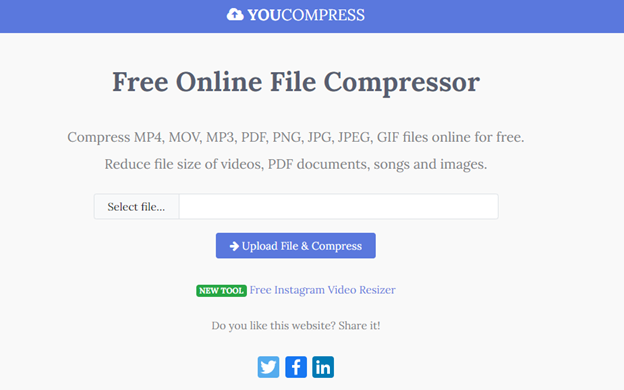mengurangi ukuran video online dengan youcompress