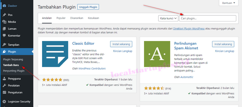 cari plugin starter templates