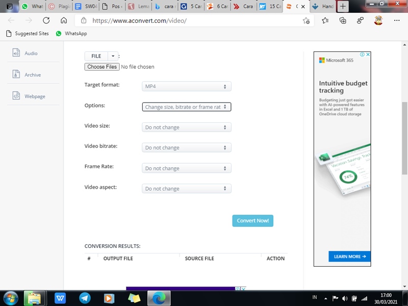 memperkecil ukuran video dengan aconvert