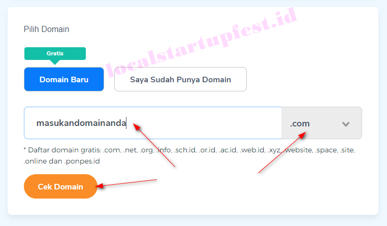 pilih nama domain website