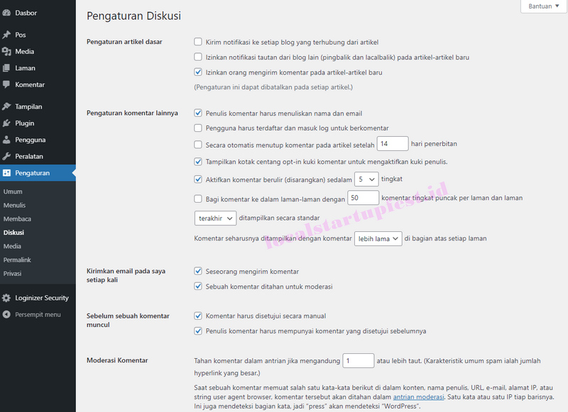 setting diskusi di wordpress