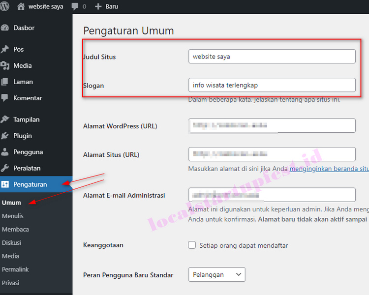 setting umum wordpress